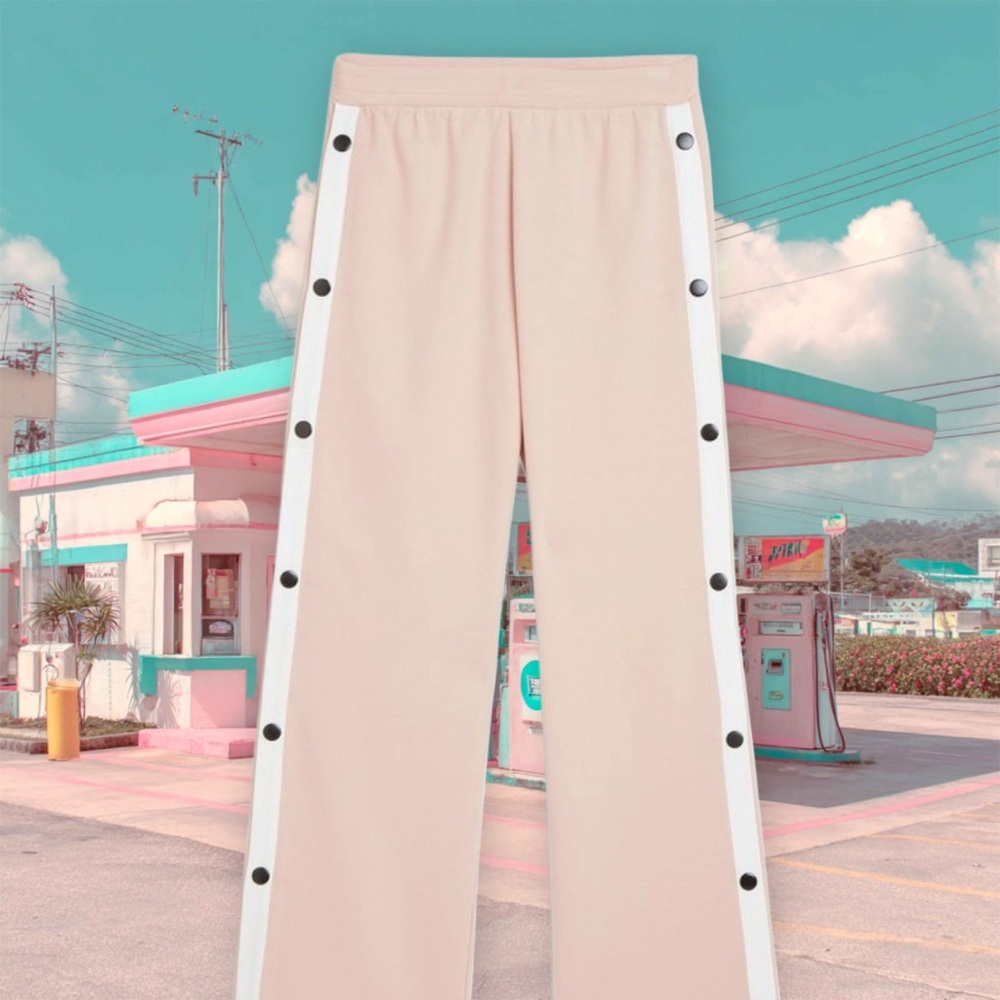 ‼️👀5Preview Pink Tear Away Wide Leg Snap Pants